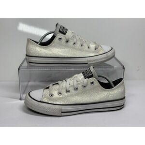 Converse All Star Girls White Iridescent Size 6 Juniors Ox Low Top Sneakers